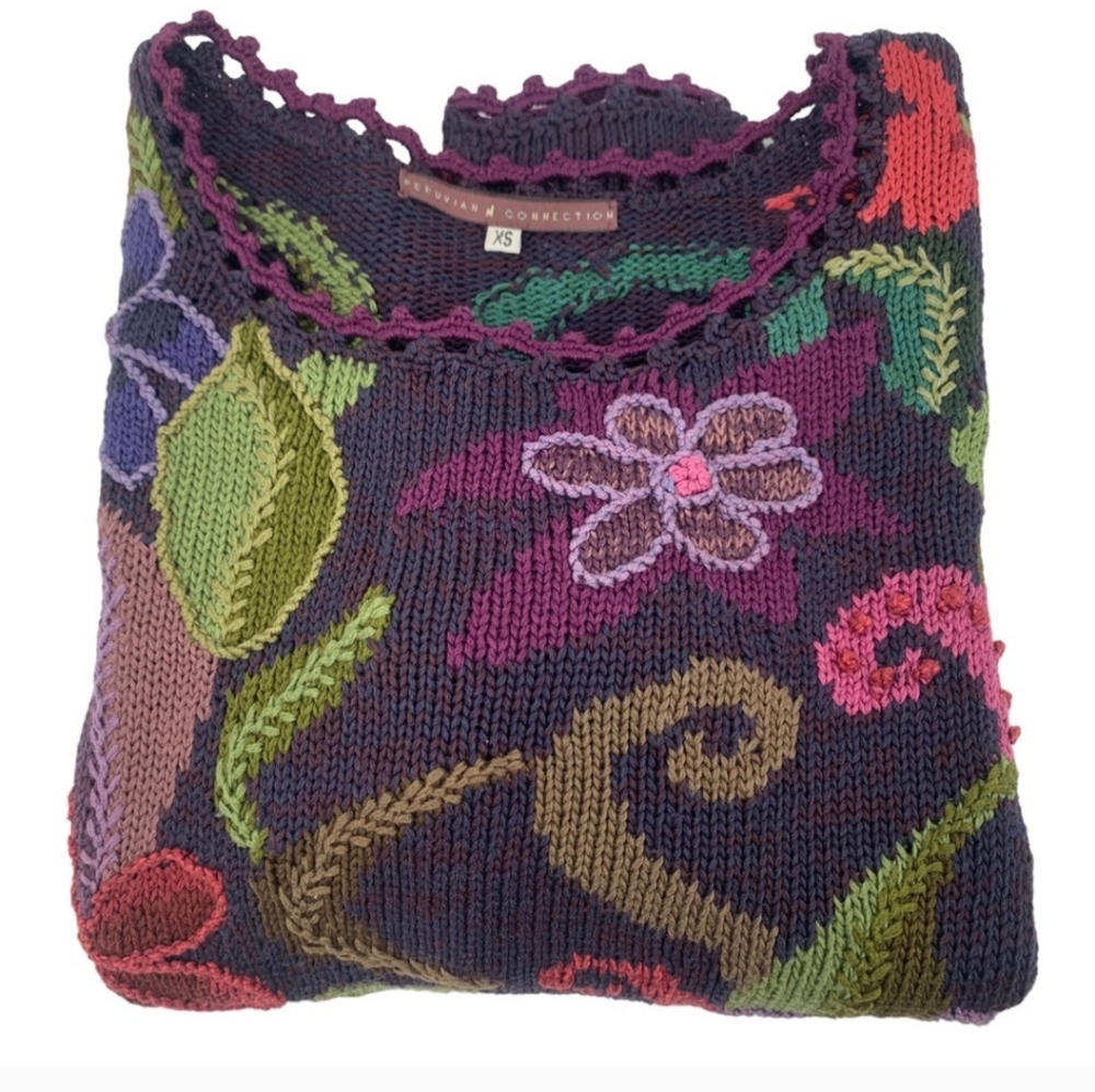 Peruvian Connection Floral Knit Sweater - Multicolor - Picture 11 of 11